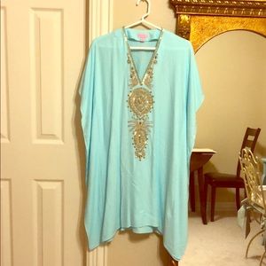 Lilly Pulitzer Turquoise Dress-hand sewn beading